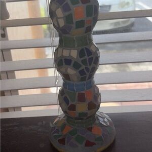 Handcrafted Multicolor Mosaic Ceramic Candle Holder